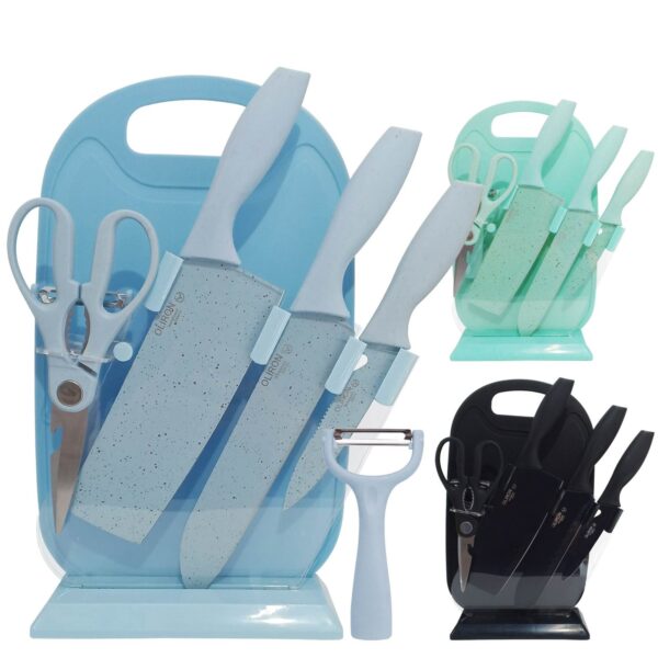 Set de Cuchillos 7pz Con Base y Tabla